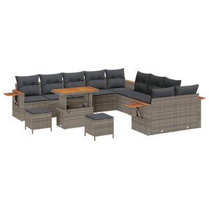 vidaXL Ensemble de canapé de jardin 13 Pièces Gris polyrotin