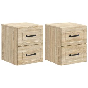 vidaXL Cabinet de chevet mural 2 pc Chêne Sonoma 34 5 x 33 x 40 cm