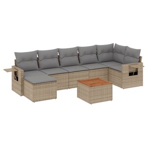 vidaXL Salon de jardin avec coussins 8 Pièces beige résine tressée