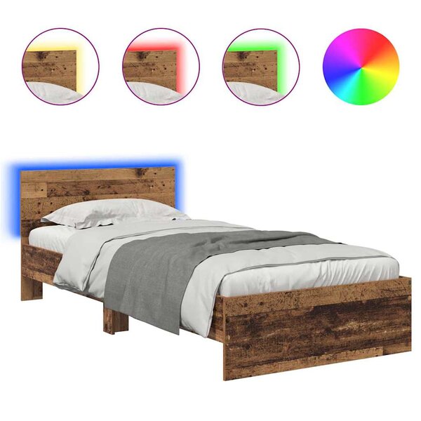 vidaXL Cadre de lit Bois Ancien 90 x 190 cm Bois d'ingénierie