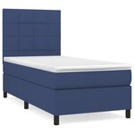 vidaXL Sommier à lattes de lit avec matelas Bleu 90x200 cm Tissu