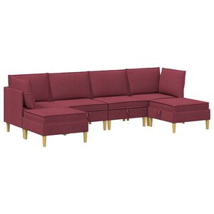 vidaXL Canapé modulaire avec rangement 6 Pièces Bordeaux Tissu