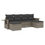 vidaXL Salon de jardin 6 Pièces avec coussins gris résine tressée