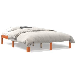 vidaXL Cadre de lit sans matelas cire marron 135x190cm bois pin massif