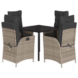 vidaXL Ensemble à manger de jardin 5 Pièces coussins gris résine tressée