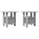 vidaXL Table de chevet avec tiroir 2 Pièces Gris béton 41 x 40 x 45 cm