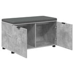 vidaXL Banc d'entrée avec coussin Gris béton 80 x 46 x 46 cm