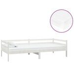 vidaXL Lit de repos avec matelas 90x200 cm Blanc Bois de pin massif