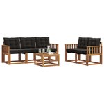 vidaXL Ensemble de canapés d'extérieur 6 pc Naturel et Noir
