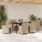 vidaXL Ensemble de salle à manger pour jardin 7 Pièces Beige polyrotin
