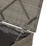 vidaXL Coffre de rangement Gris et bleu marine Coussins en ratán et en tissu
