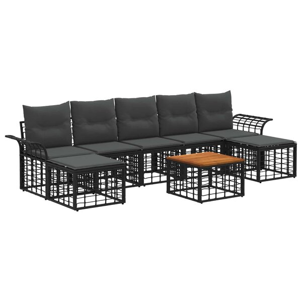 vidaXL Ensemble de canapés d'extérieur 8 Pièces Noir et Gris foncé