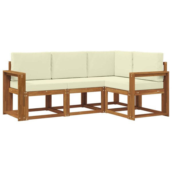 vidaXL Ensemble de canapés d'extérieur 4 pc Naturel et Crème