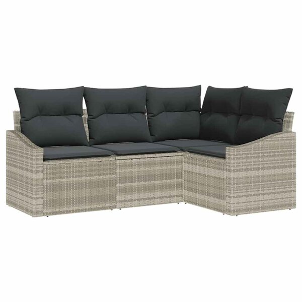 vidaXL Ensemble de canapé de jardin 4 Pièces Gris clair Poly rotin
