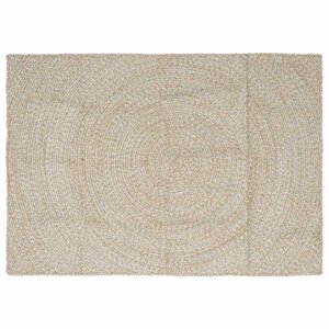 vidaXL Tapis de surface Naturel et Blanc 120 x 170 cm Jute