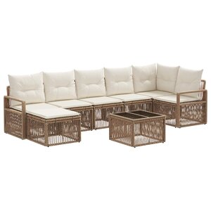 vidaXL Ensemble de canapé de jardin 8 Pièces Beige polyrotin