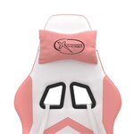 vidaXL Chaise de jeu avec repose-pied Blanc et rose Similicuir