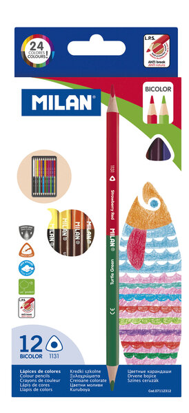 Crayons bicolores triangulaires 12 pièces
