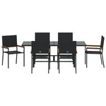 Ensemble de salle à manger de jardin vidaXL 7 pièces noir poly rattan