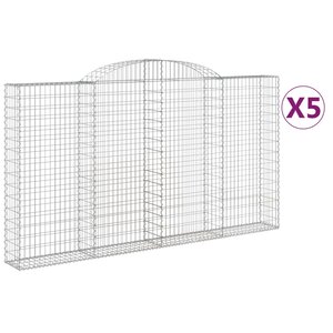 vidaXL Paniers à gabions arqués 5 Pièces 300x30x160/180 cm fer galvanisé