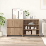 vidaXL Buffets 2 Pièces chêne artisanal 70 x 41 x 75 cm Bois d'ingénierie