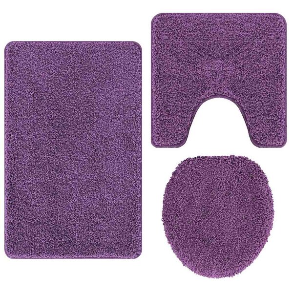 vidaXL Tapis de bain 3 Pièces Violet 50 x 50 cm Polypropylène