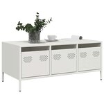 vidaXL Table basse blanc 101 5x50x43 5 cm acier laminé à froid
