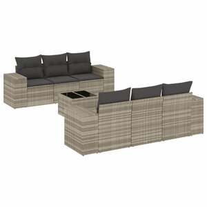 vidaXL Salon de jardin avec coussins 7 Pièces gris clair résine tressée