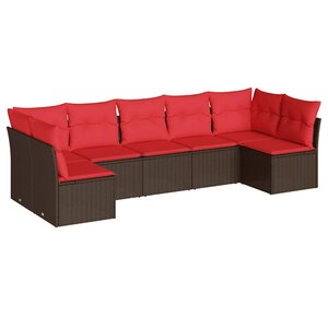 vidaXL Salon de jardin avec coussins 7 Pièces marron résine tressée