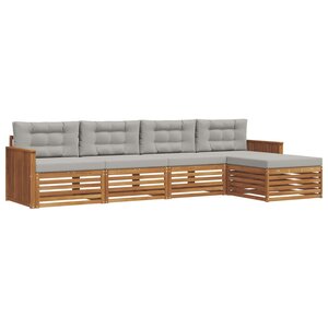 vidaXL Ensemble de canapés d'extérieur 5 pc Gris Naturel et Clair