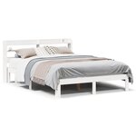 vidaXL Cadre de lit avec tête de lit blanc 135x190 cm bois pin massif