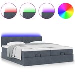VidaXL Cadre de lit ottoman avec matelas gris foncé 180x200cm velours