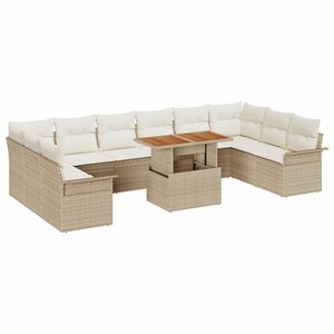 vidaXL Ensemble de canapé de jardin 11 Pièces Beige et crème polyrotin