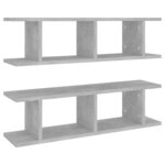 vidaXL Étagères murales 2 Pièces Gris béton 75x18x20 cm bois d'ingénierie