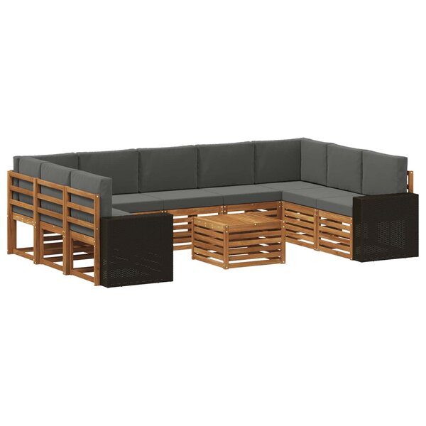 vidaXL Ensemble de canapés d'extérieur 10 pc Naturel et Anthracite