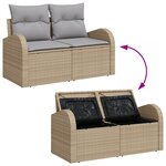 Set de 5 Pièces Canapé de Jardin avec Coussins Beige Poly Rattan