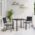 vidaXL Set de jardin 3 pièces avec coussins noir poly rattan