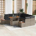 vidaXL Ensemble de canapé de jardin 9 Pièces Gris Poly rotin