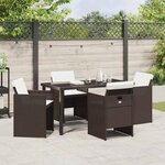 vidaXL Ensemble de salle à manger pour jardin 5 Pièces Marron polyrotin