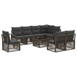 vidaXL Ensemble de canapé de jardin 9 Pièces Gris polyrotin