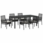vidaXL Ensemble de salle à manger pour jardin 7 Pièces Noir polyrotin