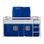 Lit bleu mi-haut 90x200 cm sommier matelas tunnel