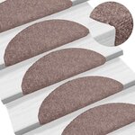 vidaXL Tapis d'escalier auto-adhésifs 30 pièces 56 x 17 x 3 cm Marron clair Demi-rond