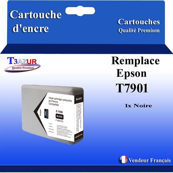 Cartouche Compatible pour Epson WF5620DWF  WF5690DWF remplace Epson T7901 / T7911 (79XL) Noire - T3AZUR