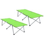 vidaXL Lit de camping pliant 2 Pièces Vert foncé 62 x 194 x 42 cm