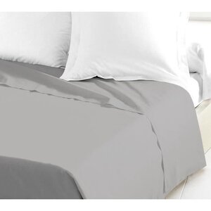 Drap Plat 100  coton 180 x 290 cm gris clair