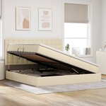vidaXL Lit de rangement LED avec matelas Crème 200 x 200 cm Tissu