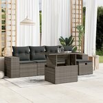 vidaXL Salon de jardin 6 Pièces avec coussins gris résine tressée