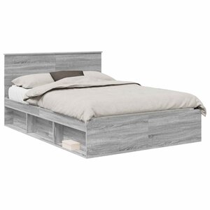 vidaXL Cadre de lit Gris Sonoma 140 x 190 cm Pin massif