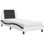 vidaXL Lit avec matelas blanc et noir 80x200 cm similicuir